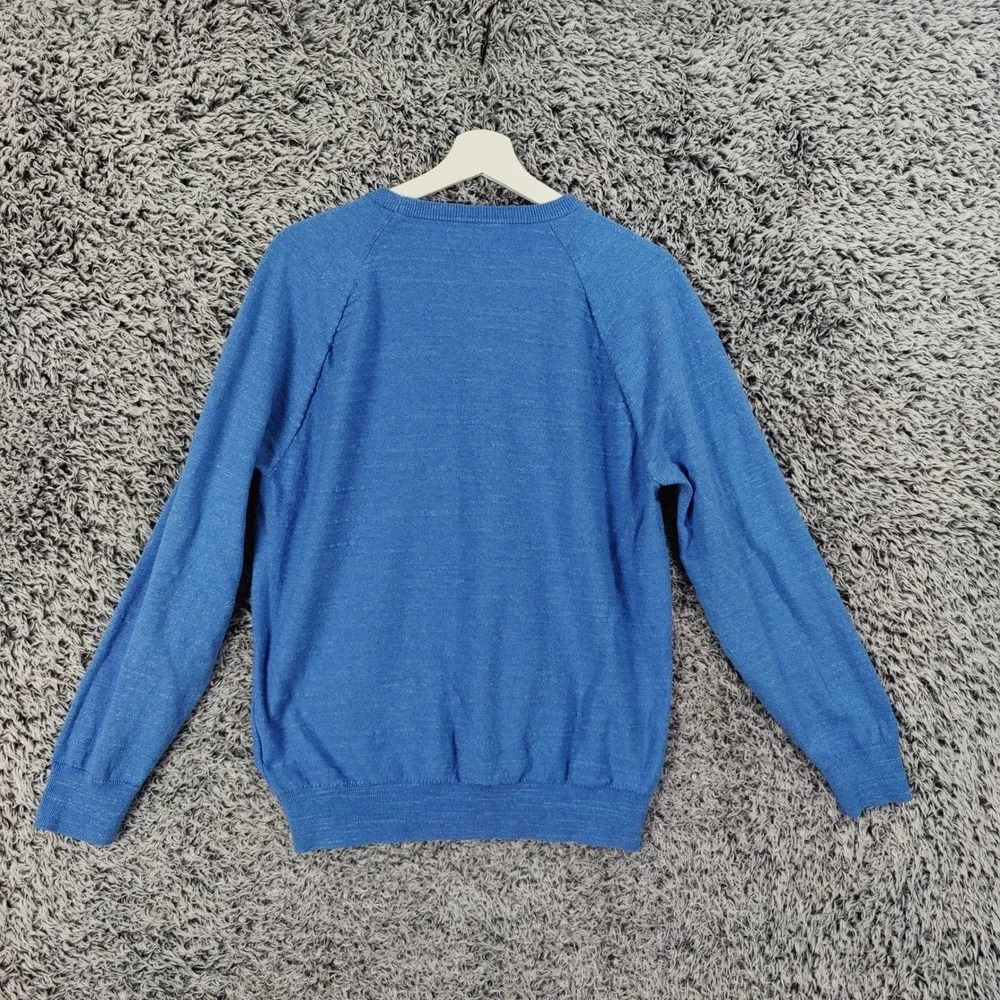 J.Crew Mens Preppy Coastal Timeless Classic Crewneck Sweater L Blue Cotton Cozy
